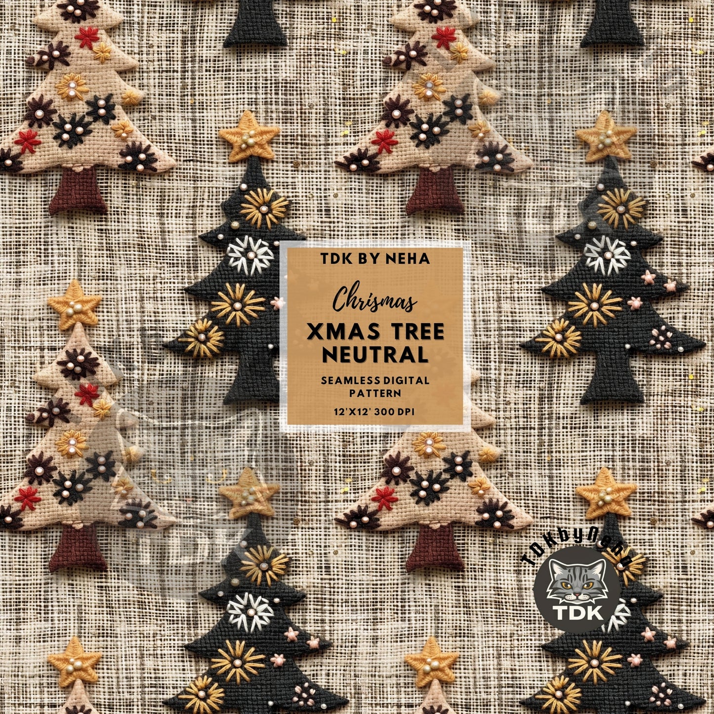 VIP Exclusive Christmas - Neutral Christmas Tree Seamless JPG
