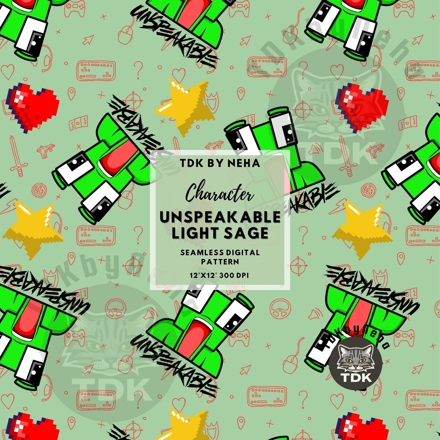 Instant Download Un Speak Green Frog Seamless Digital Paper for Fabric Print and Sublimation (Light Sage)