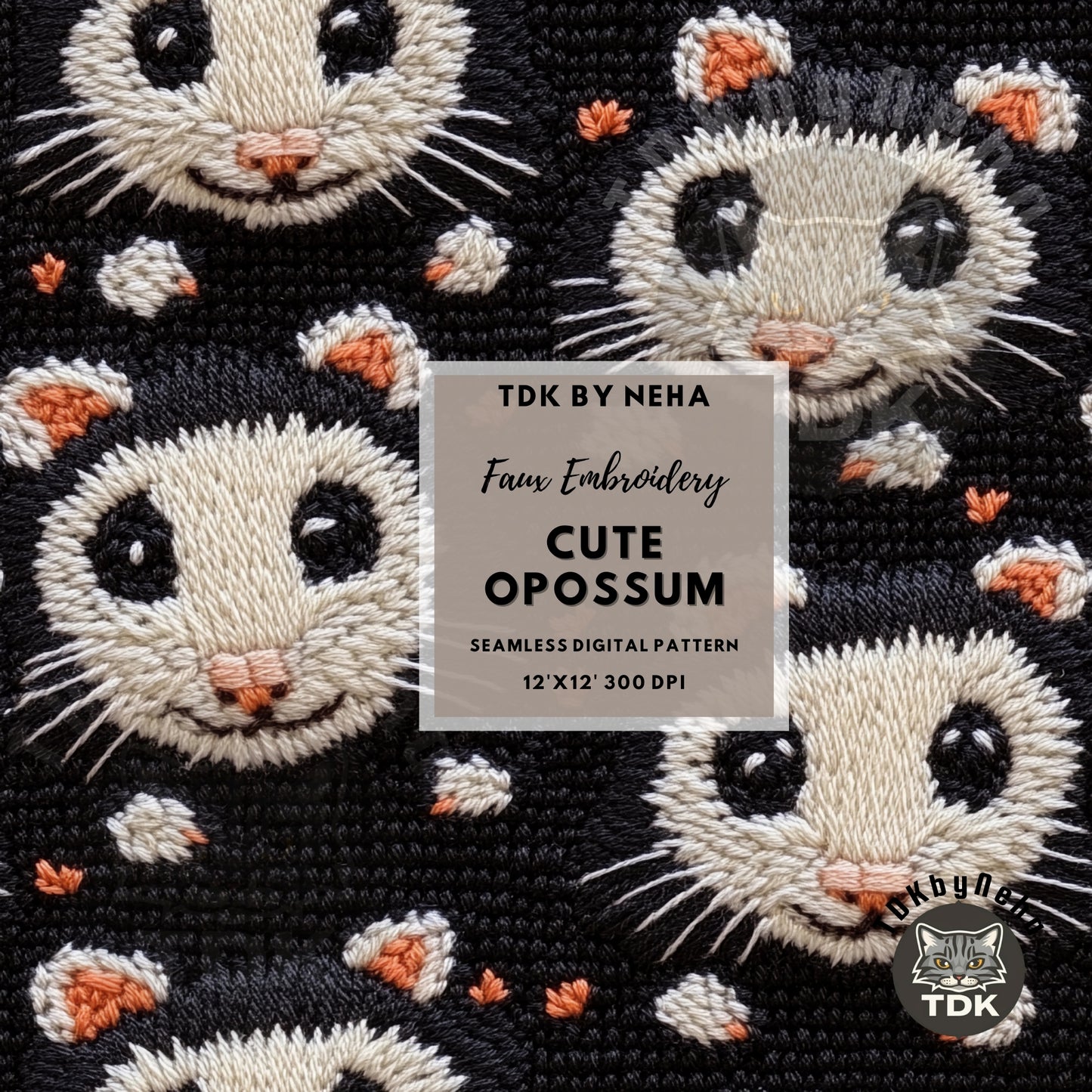 Cute Boho Fall Opossum Seamless JPG