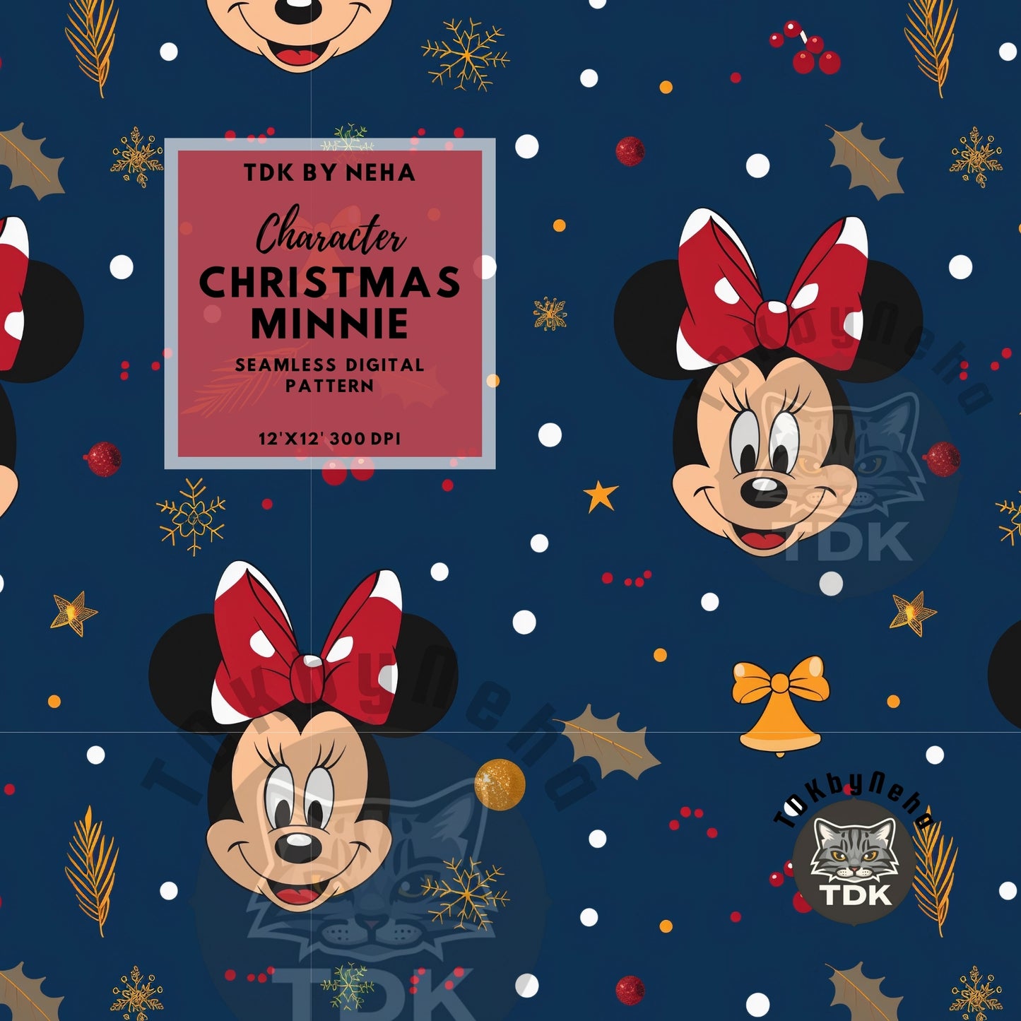 Website Exclusive - Christmas Min-nie Mouse Seamless