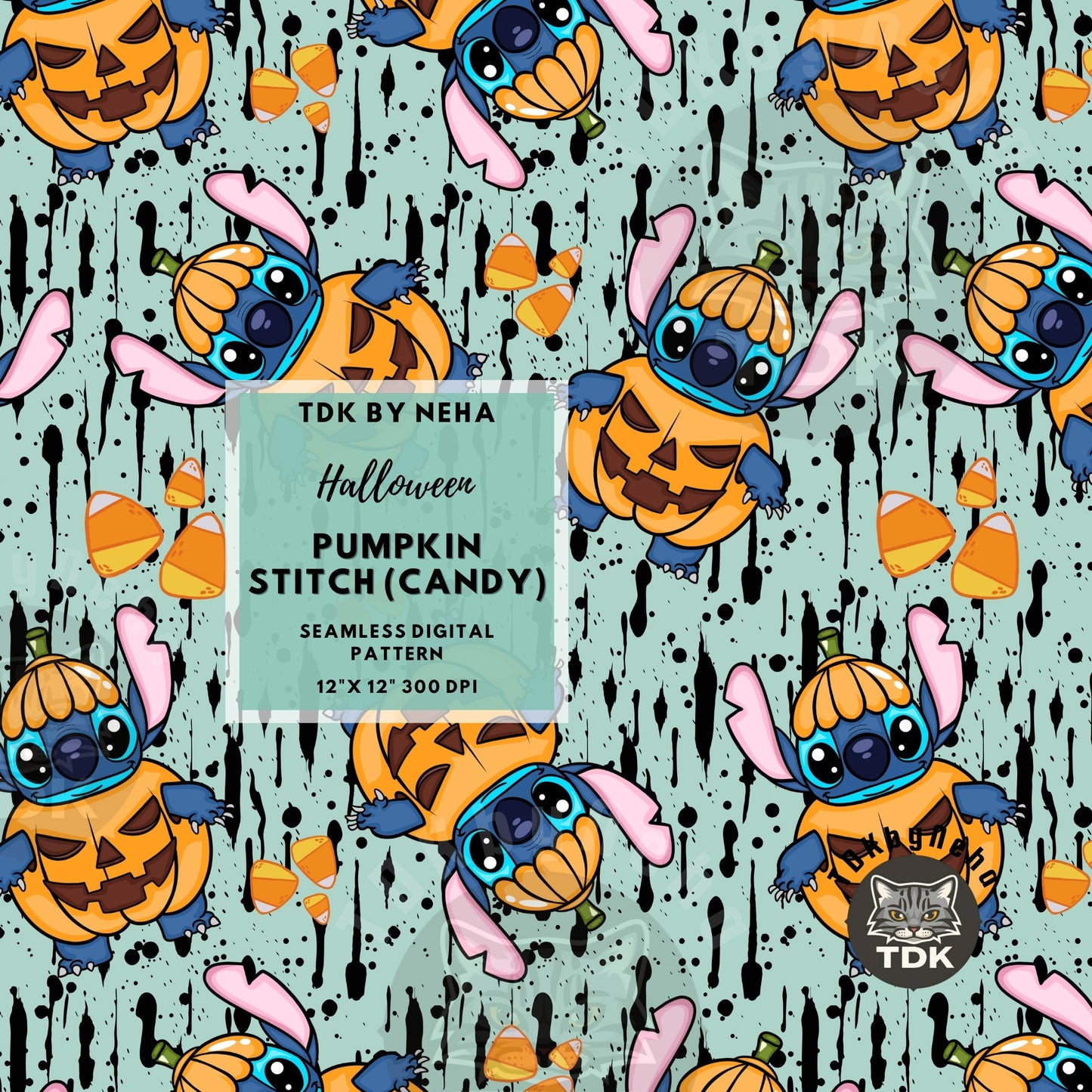 Website Exclusive - Halloween Pumpkin Stitch Seamless JPG Candy Cane