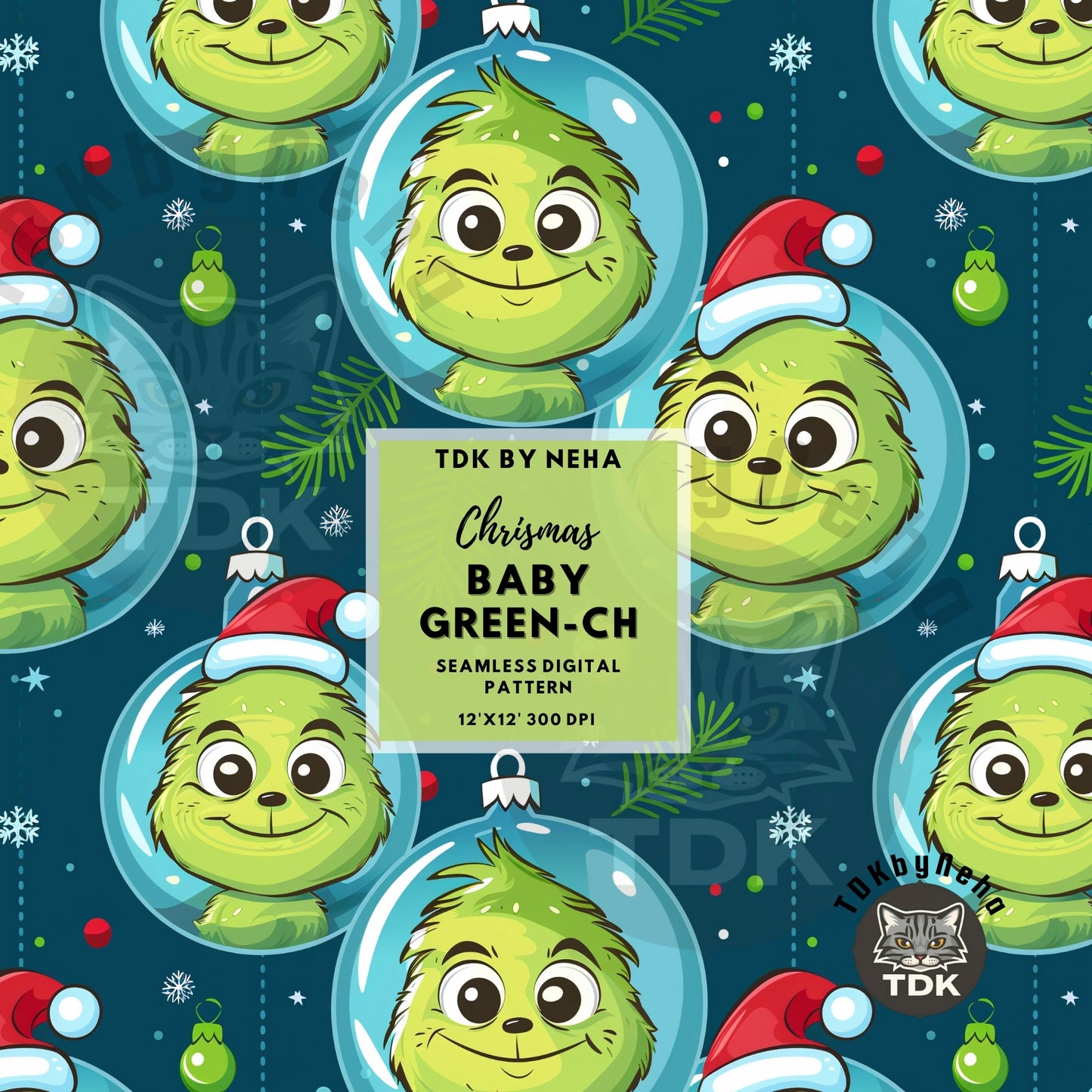Website Exclusive - Christmas Cute Baby Green-ch Ornament Seamless