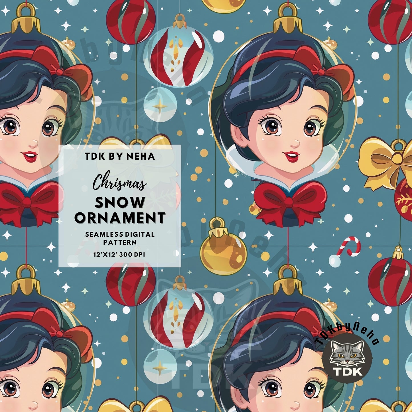 Website Exclusive - Christmas Princess Snow Ornament Seamless
