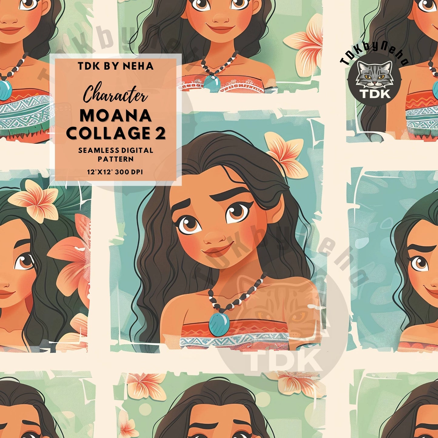 WEBSITE EXCLUSIVE - Moana Collage 2 Seamless Pattern