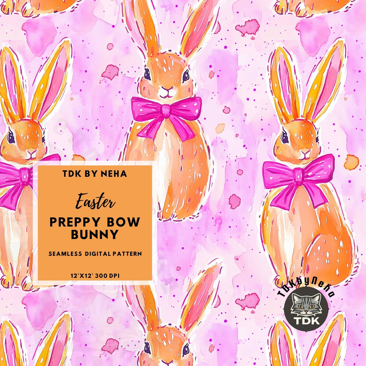 Preppy Coquette Bow Bunny Seamless