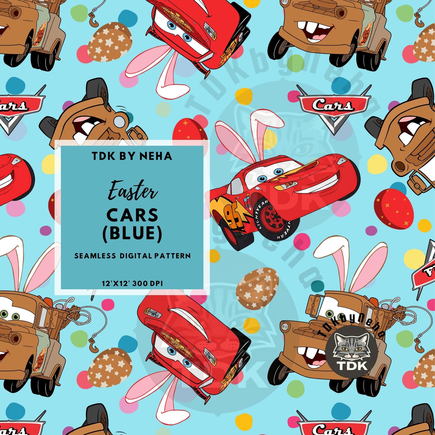 WEBSITE EXCLUSIVE - Easter Cars Seamless Pattern