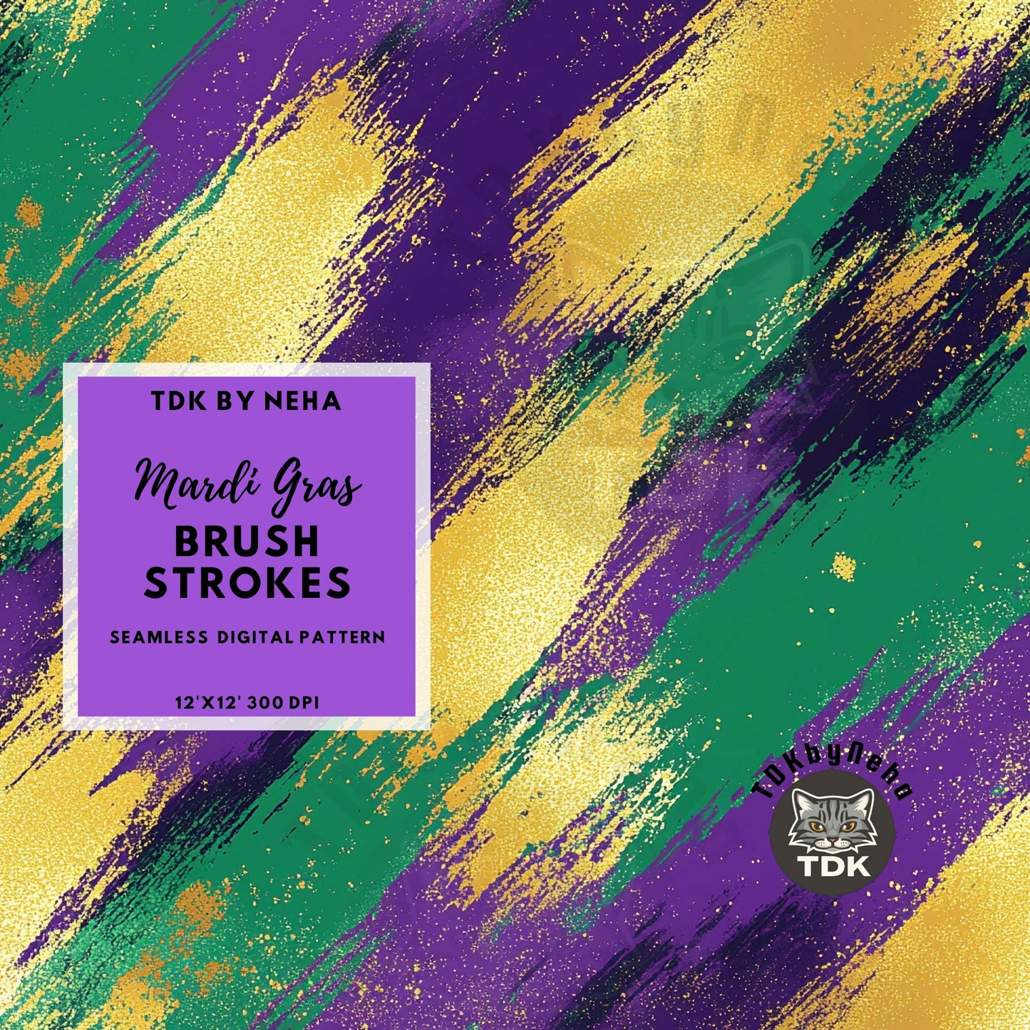 Mardi Gras Brush Strokes Seamless JPG