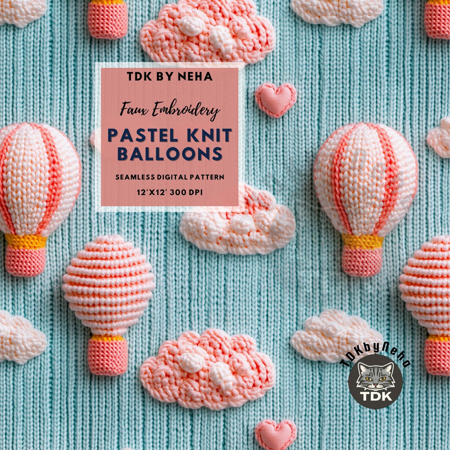 Summer Orange Blue Hot Air Balloon Seamless JPG