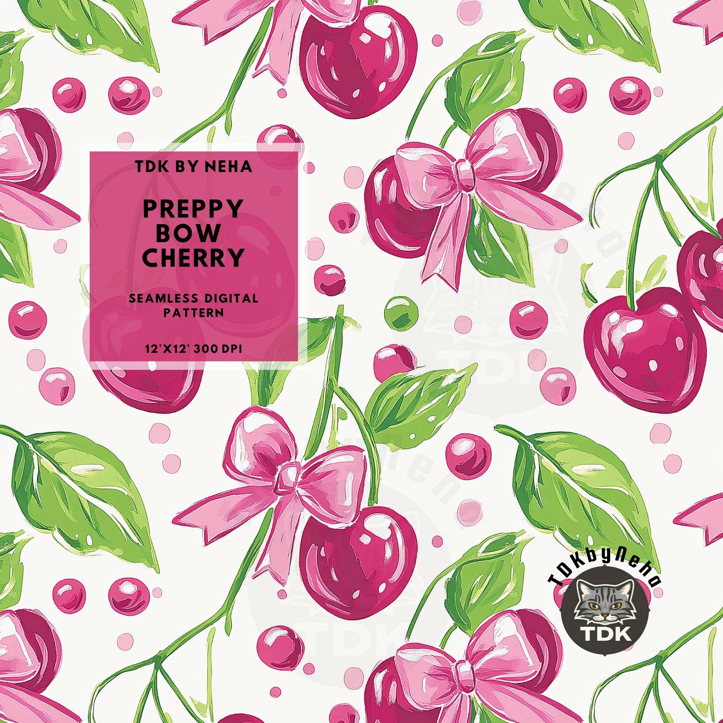 Preppy Coquette Bow Cherry Seamless JPG