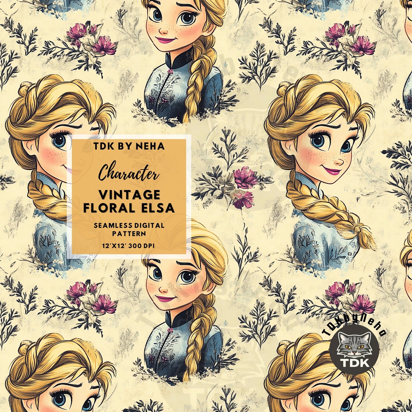 WEBSITE EXCLUSIVE - Vintage Floral Elsa Seamless Pattern