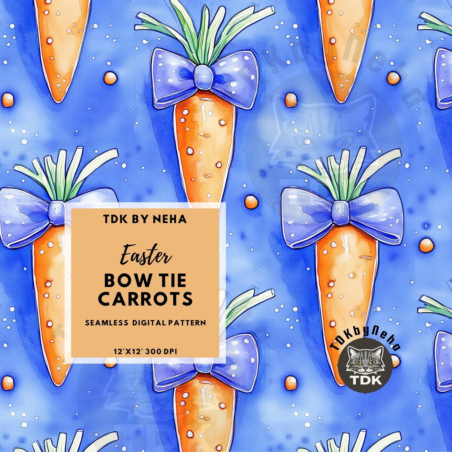 Preppy Blue BowTie Carrots Seamless