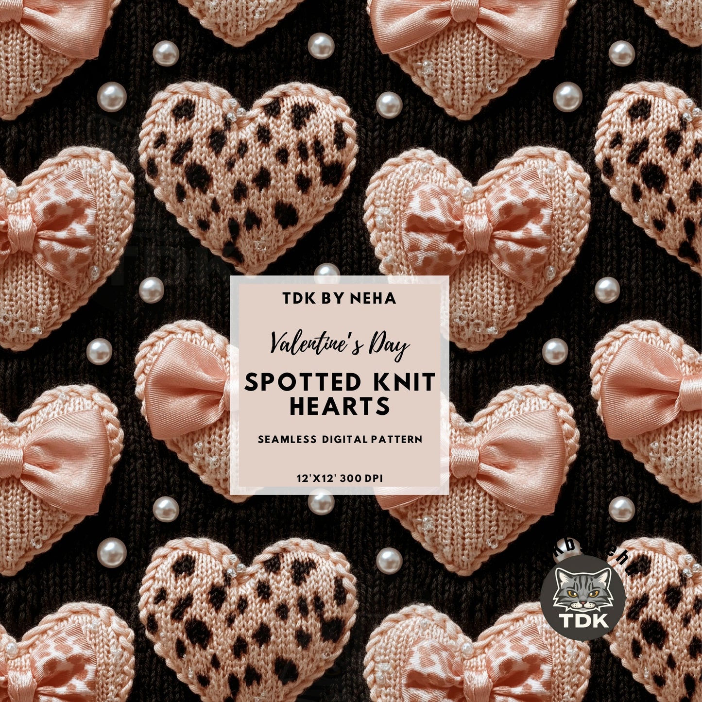 3D Spotted Coquette Bow Knit Hearts Seamless JPG