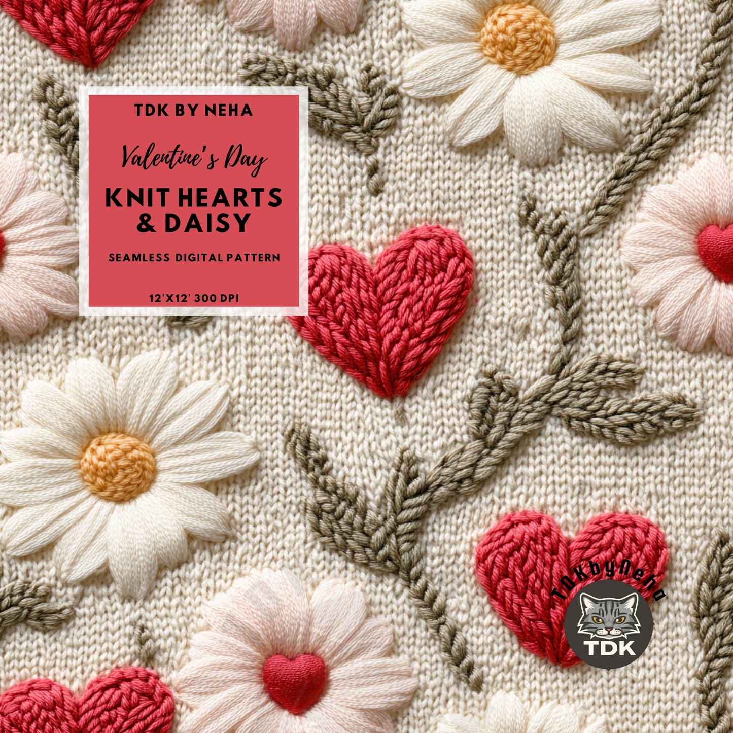 3D Knit Hearts and Daisy Seamless JPG