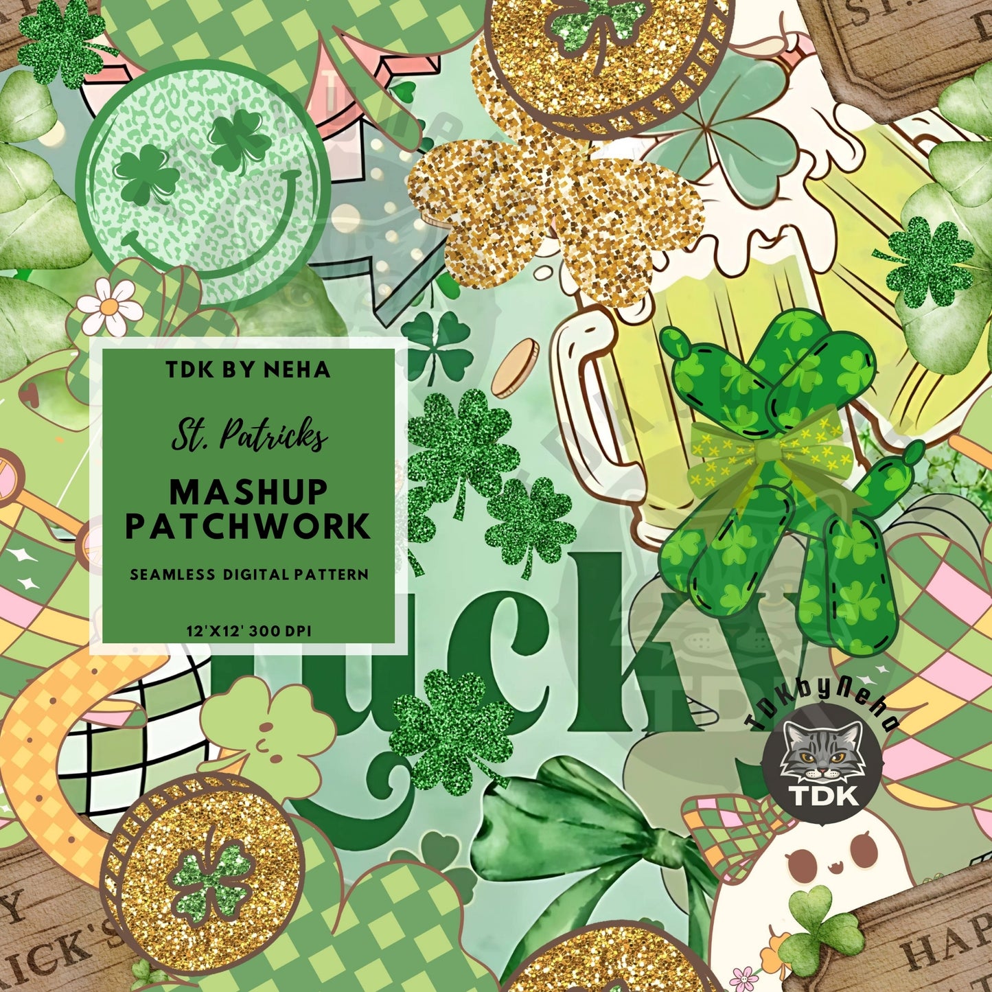 St. Patrick's Mashup Patchwork Seamless JPG
