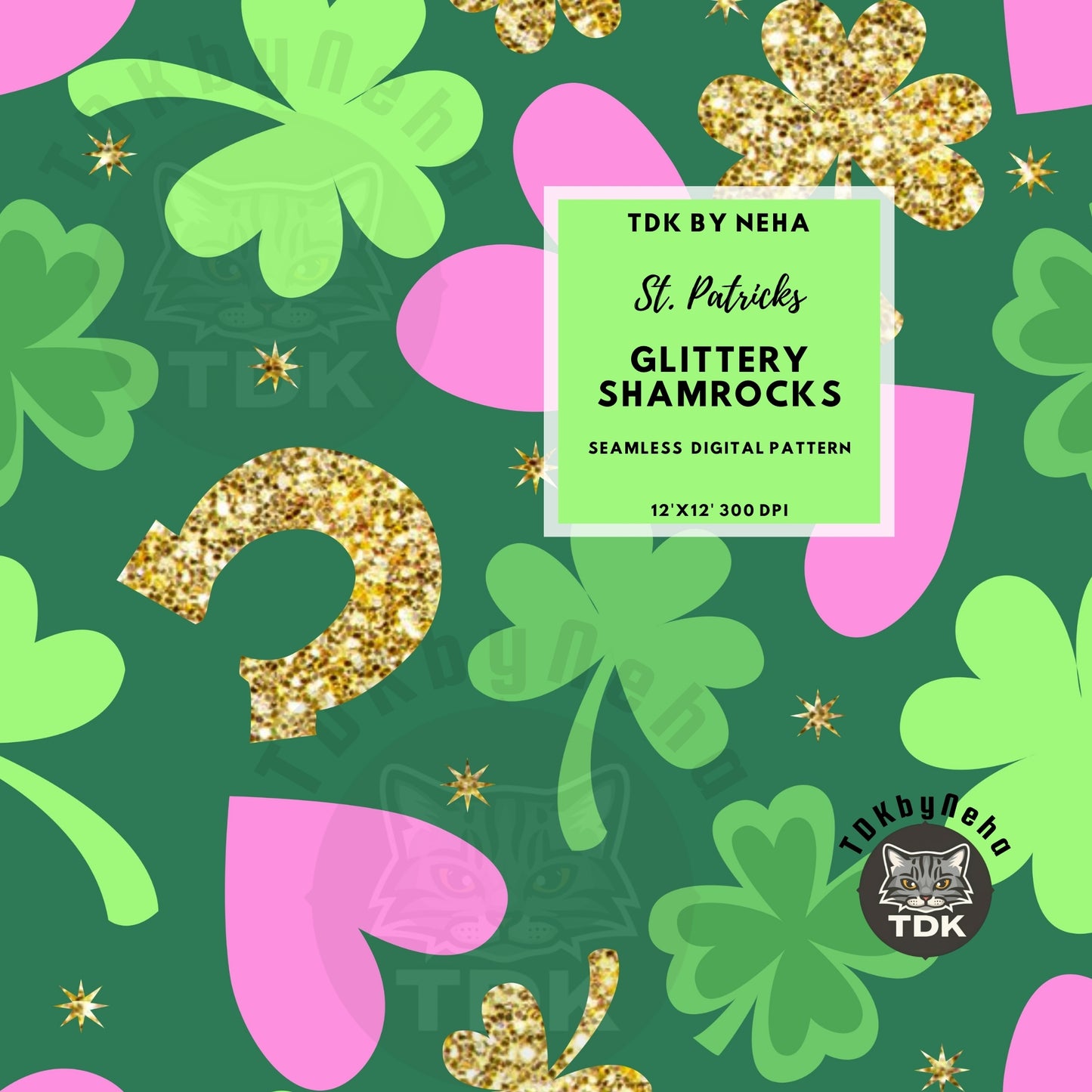 Glitter St Patricks Seamless (Green)