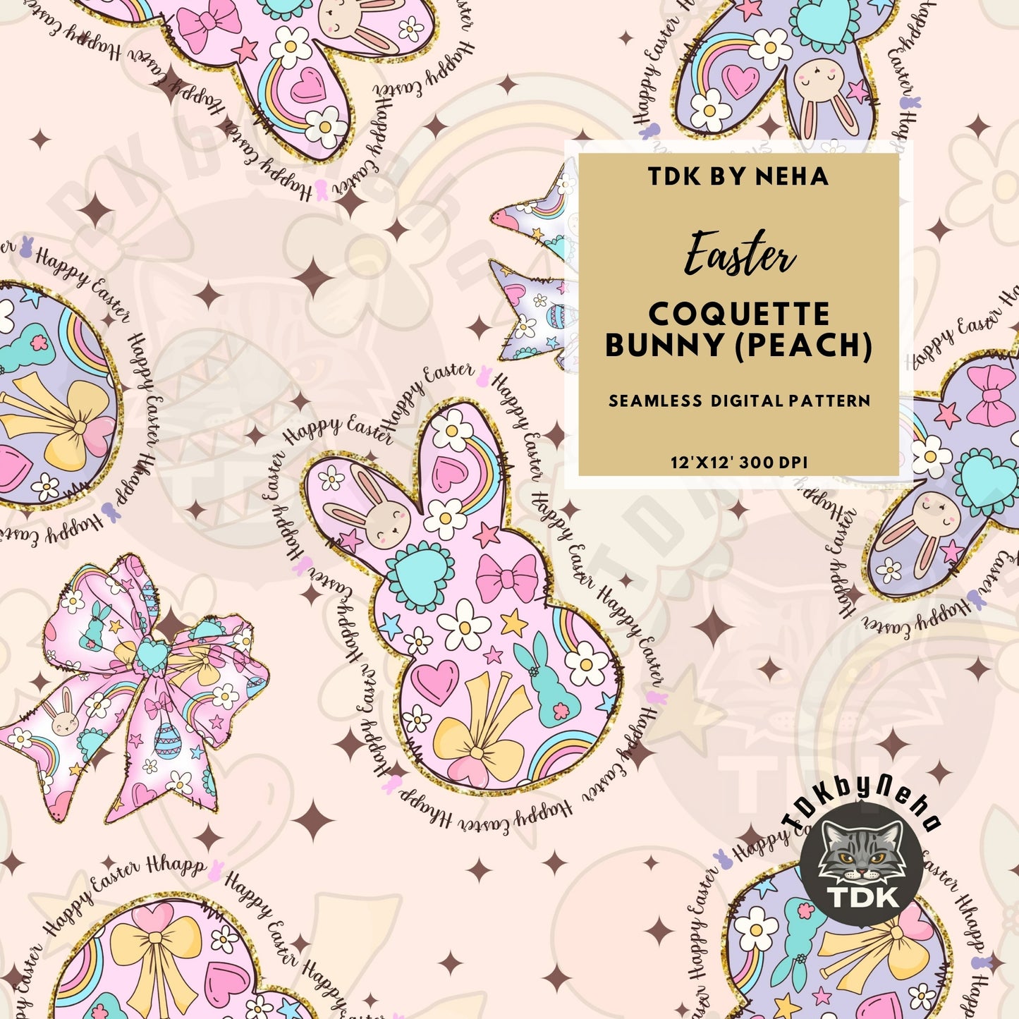 Easter Colorful Peeps Seamless (Peach)