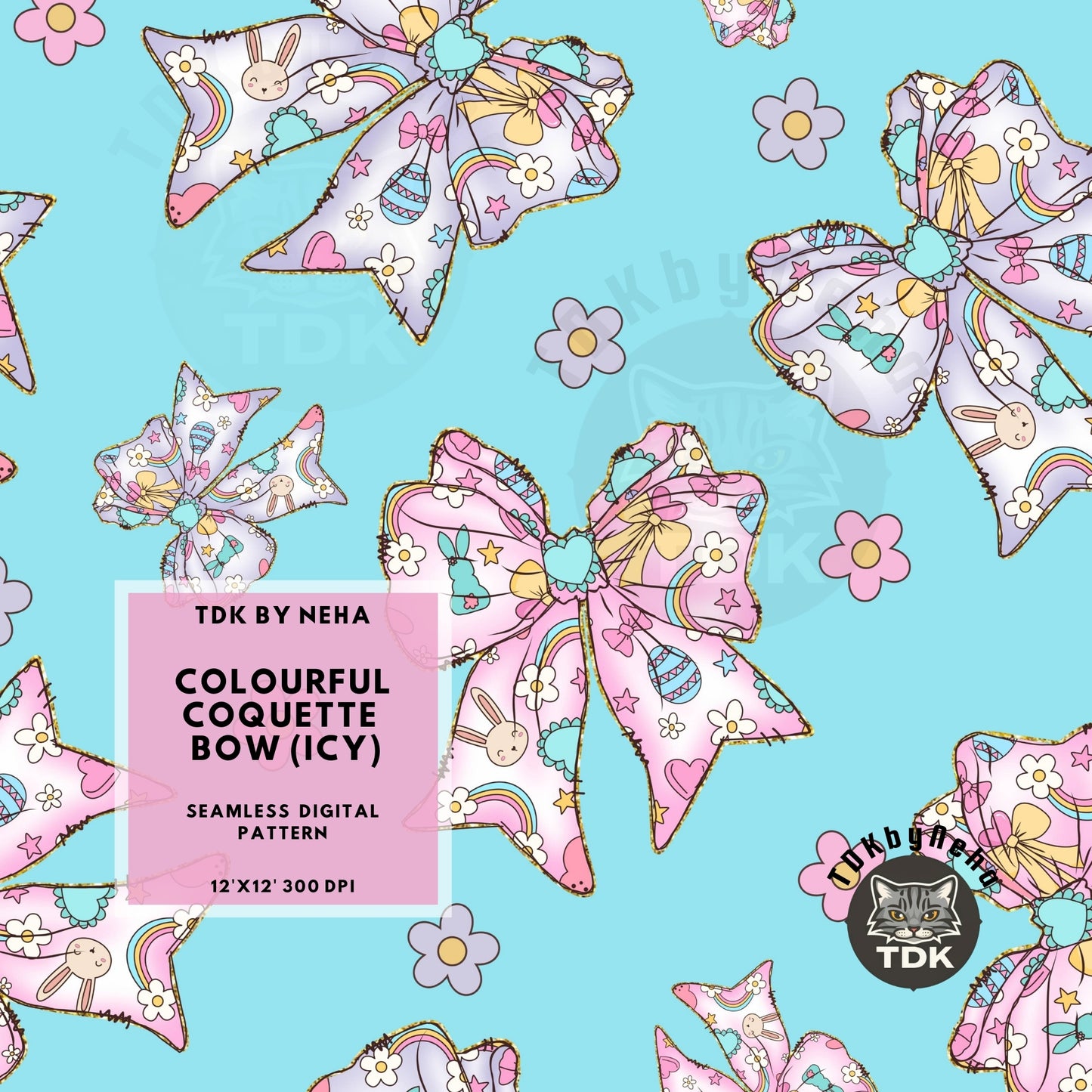 Colorful Coquette Bow Seamless (Icy Blue)