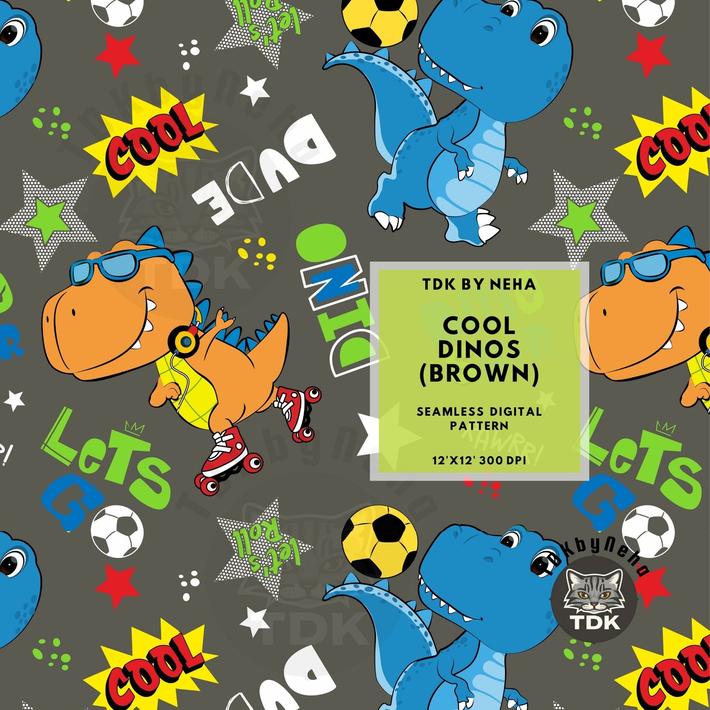 Cool Dino Seamless (Brown)