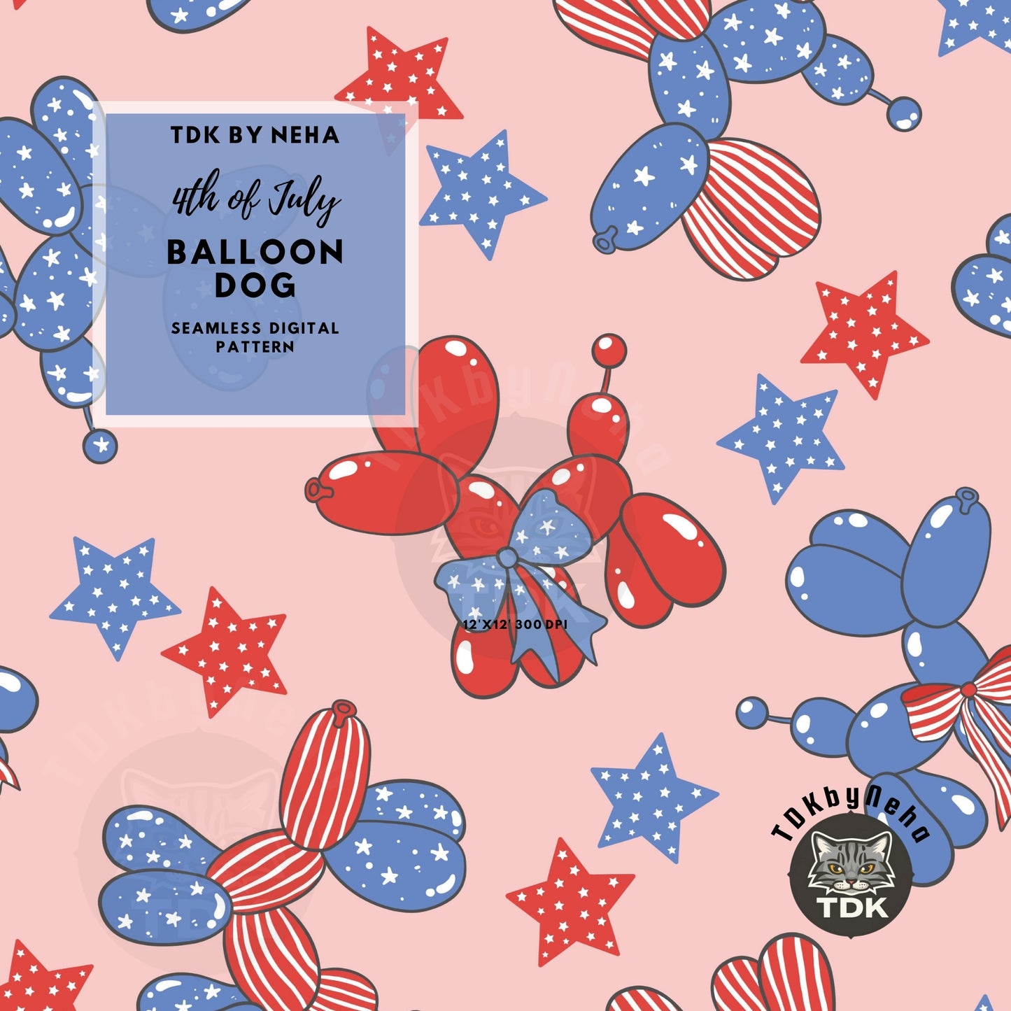 4th of July Balloon Dogs Seamless
