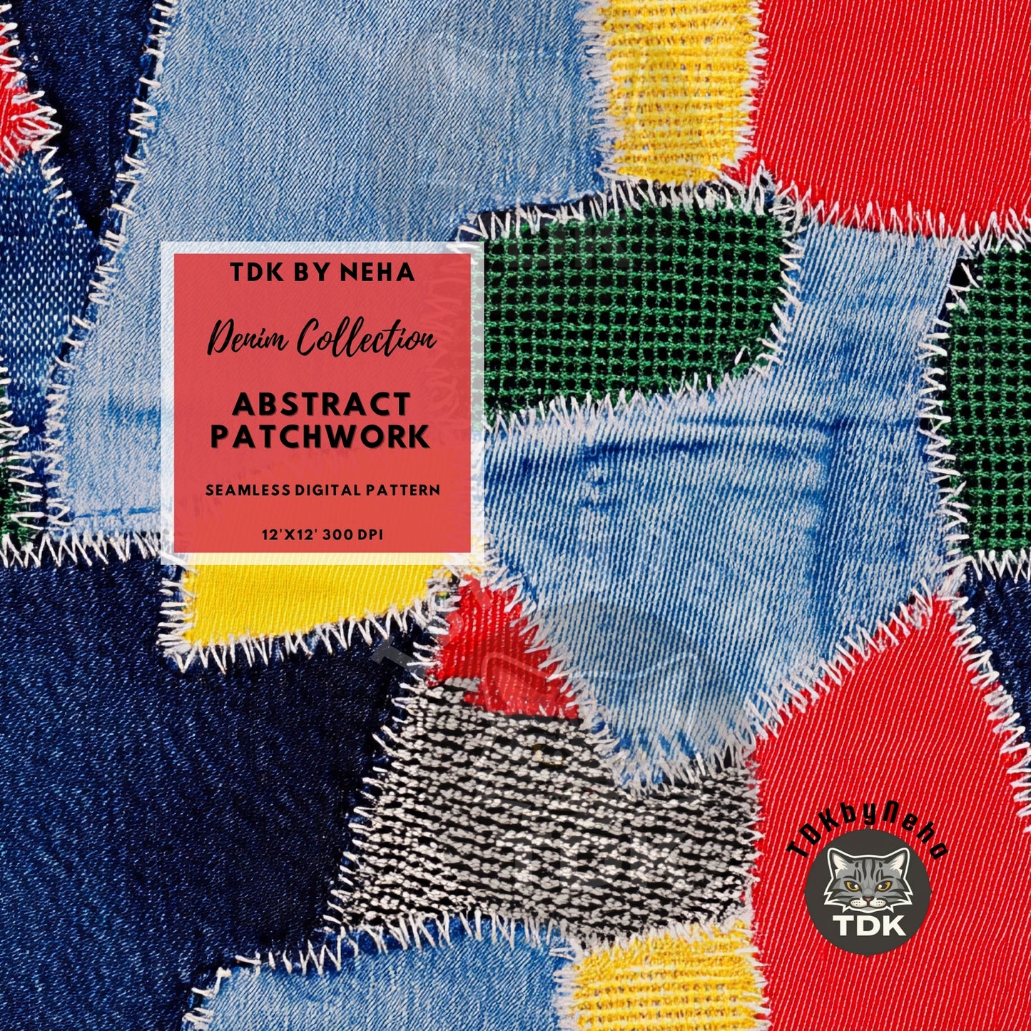 Denim Abstract Patchwork Seamless