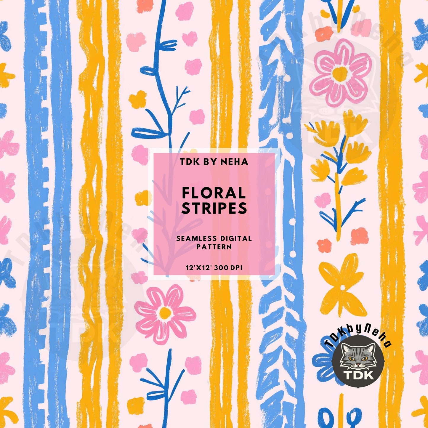 Pastel Vertical Florals Seamless