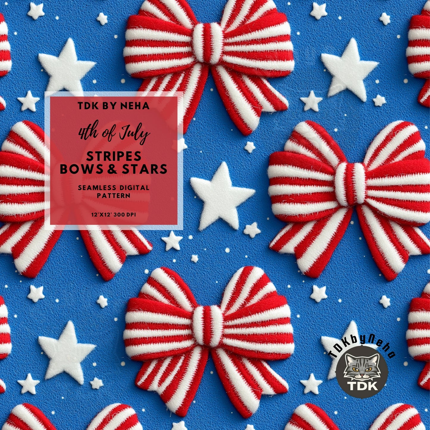 4th of July Stripes Coquette Bow Seamless