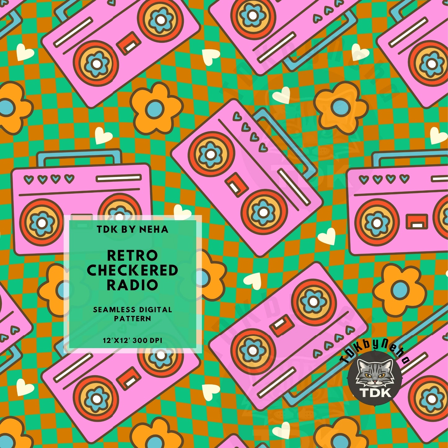 Groovy Checkered Radio Seamless