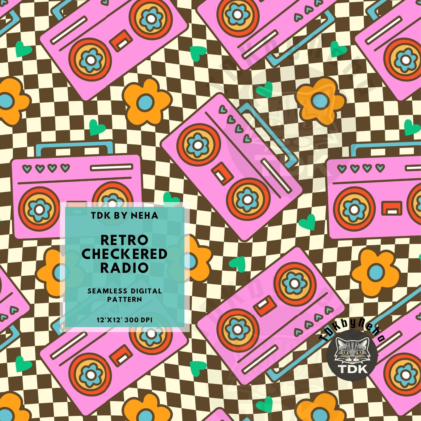 Groovy Checkered Radio Seamless B/W
