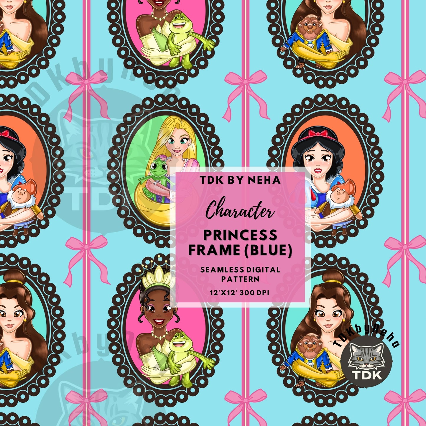 WEBSITE EXCLUSIVE - Princess Frames Seamless Blue