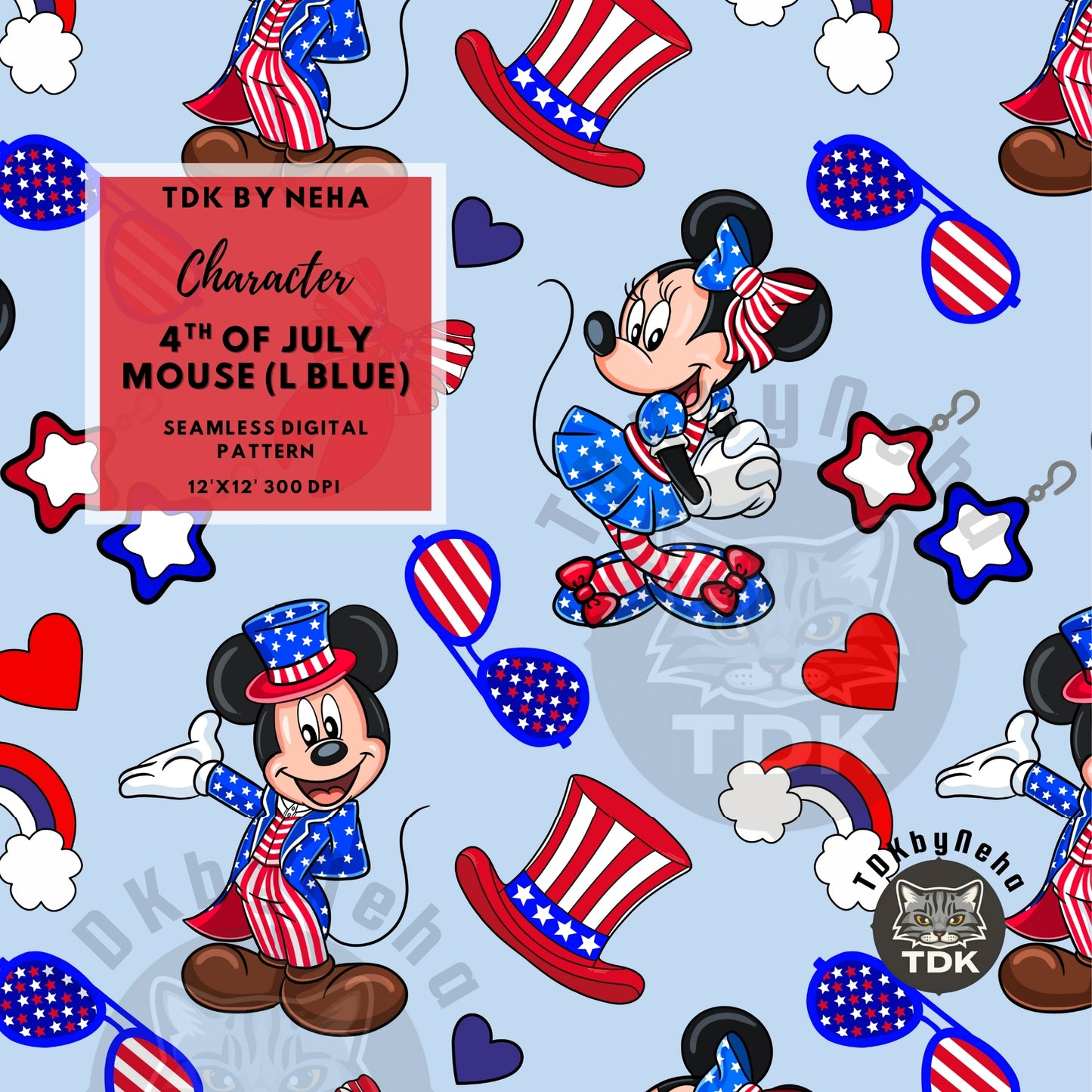 WEBSITE EXCLUSIVE - 4th of July Mouse Seamless L Blue
