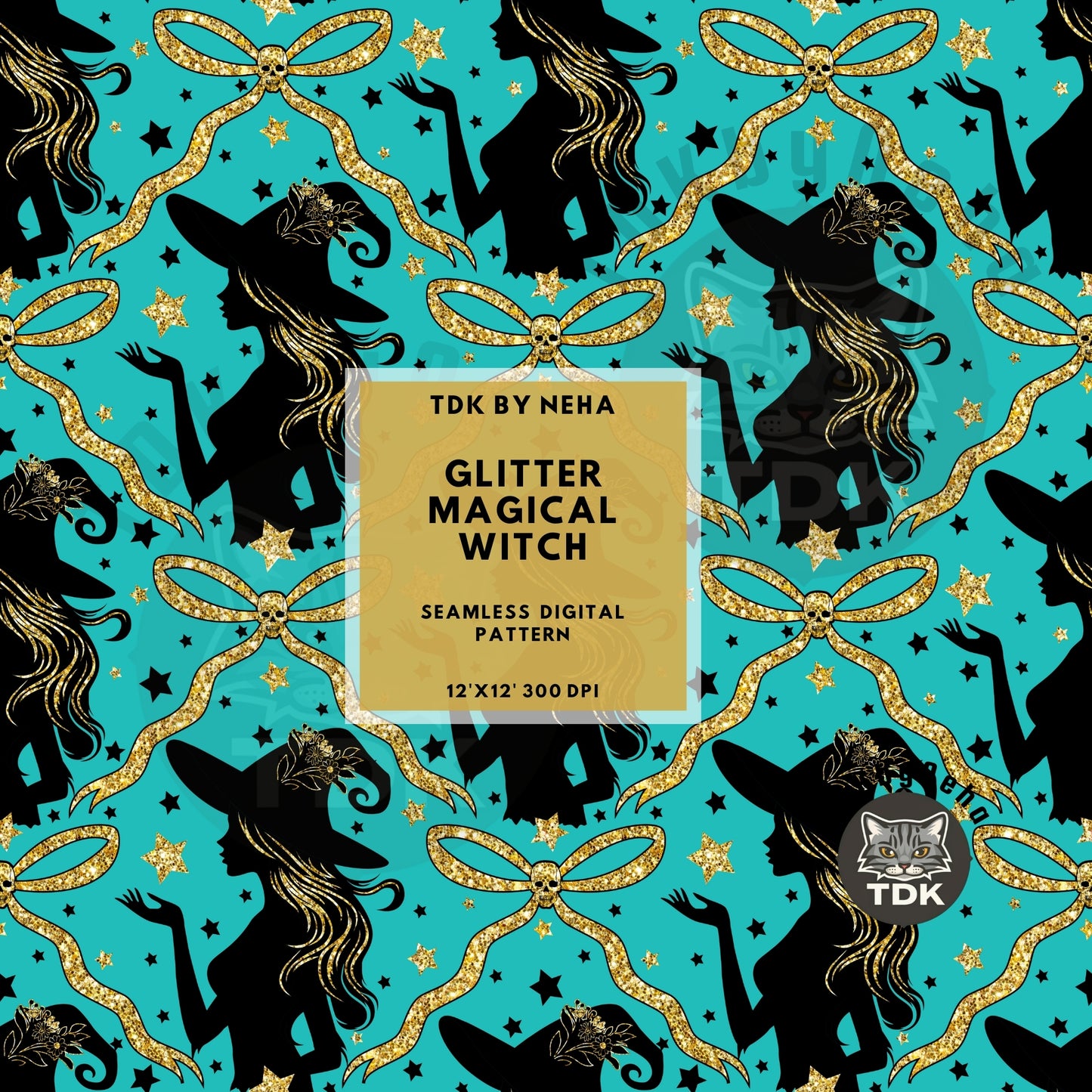 Coquette Glitter Magical Witch Seamless PNG