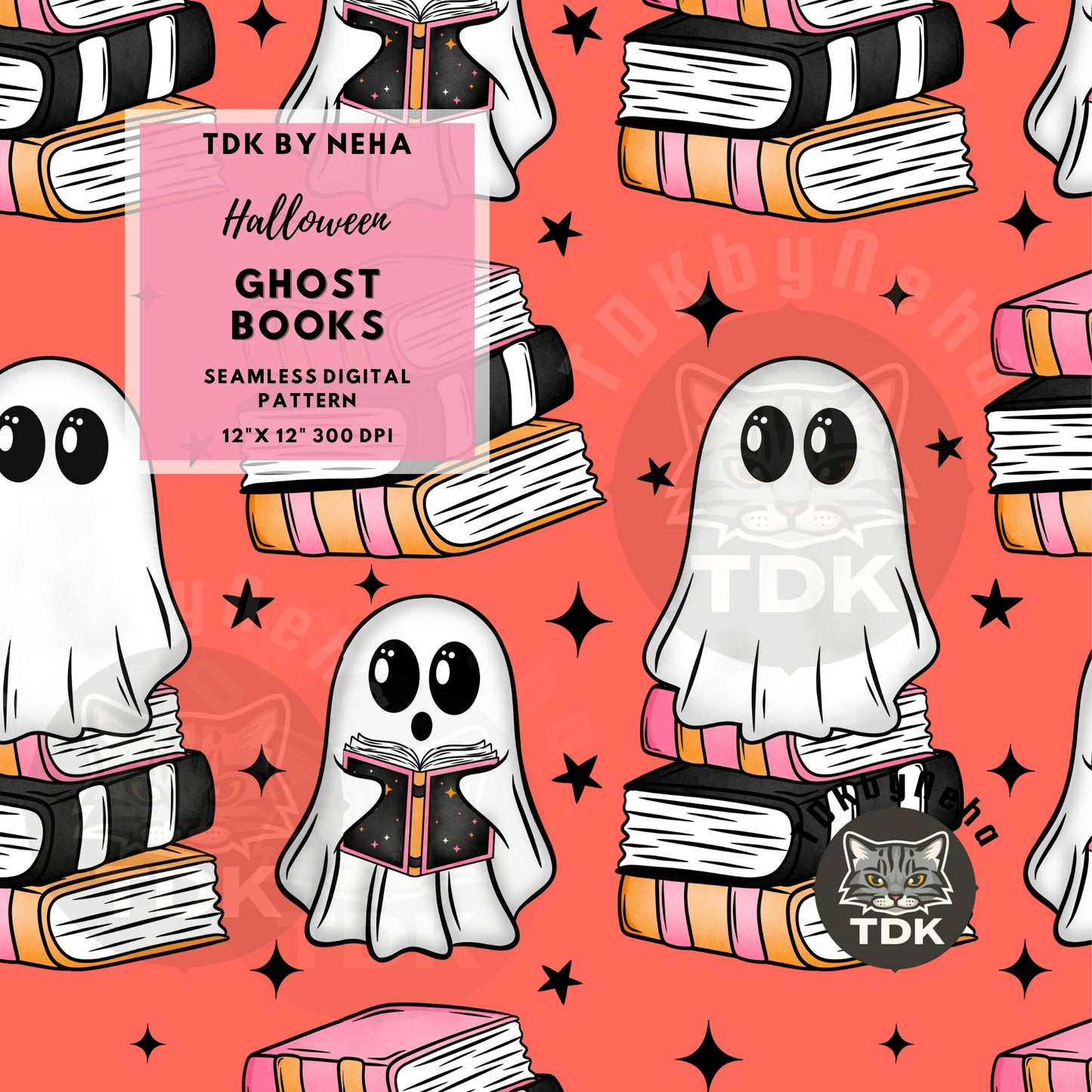 Ghost Books Seamless PNG