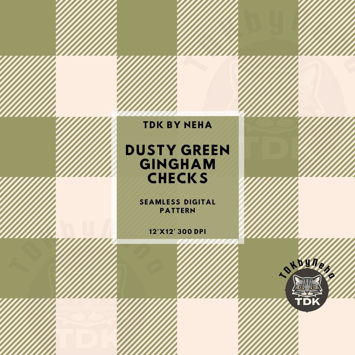 Cozy Fall Vibes Checkered and Gingham Checks Seamless PNG (Dusty Green)