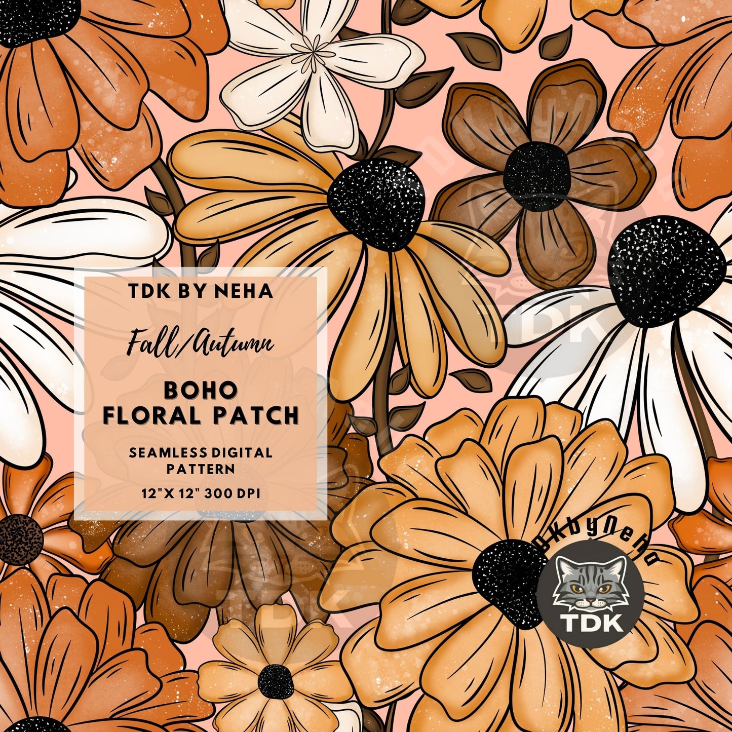 Fall Florals Seamless PNG (Pink)