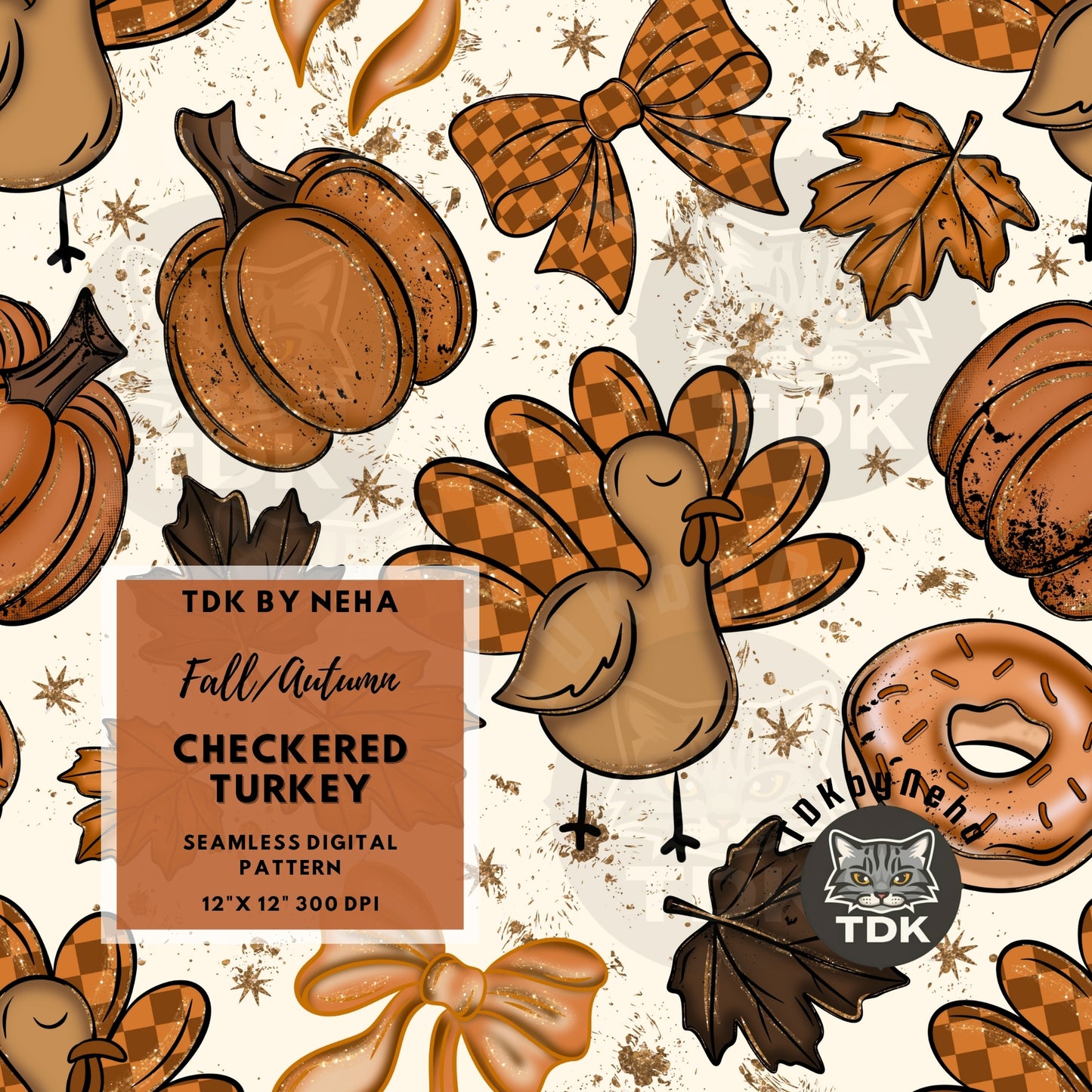 Checkered Turkey Seamless PNG