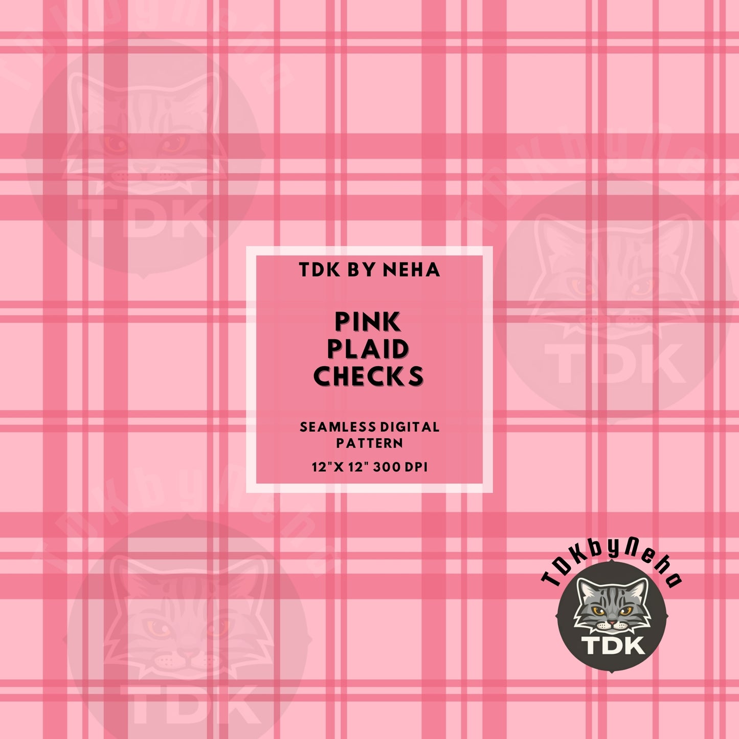 Checkered Fall Florals and Checks Seamless PNG (pink)