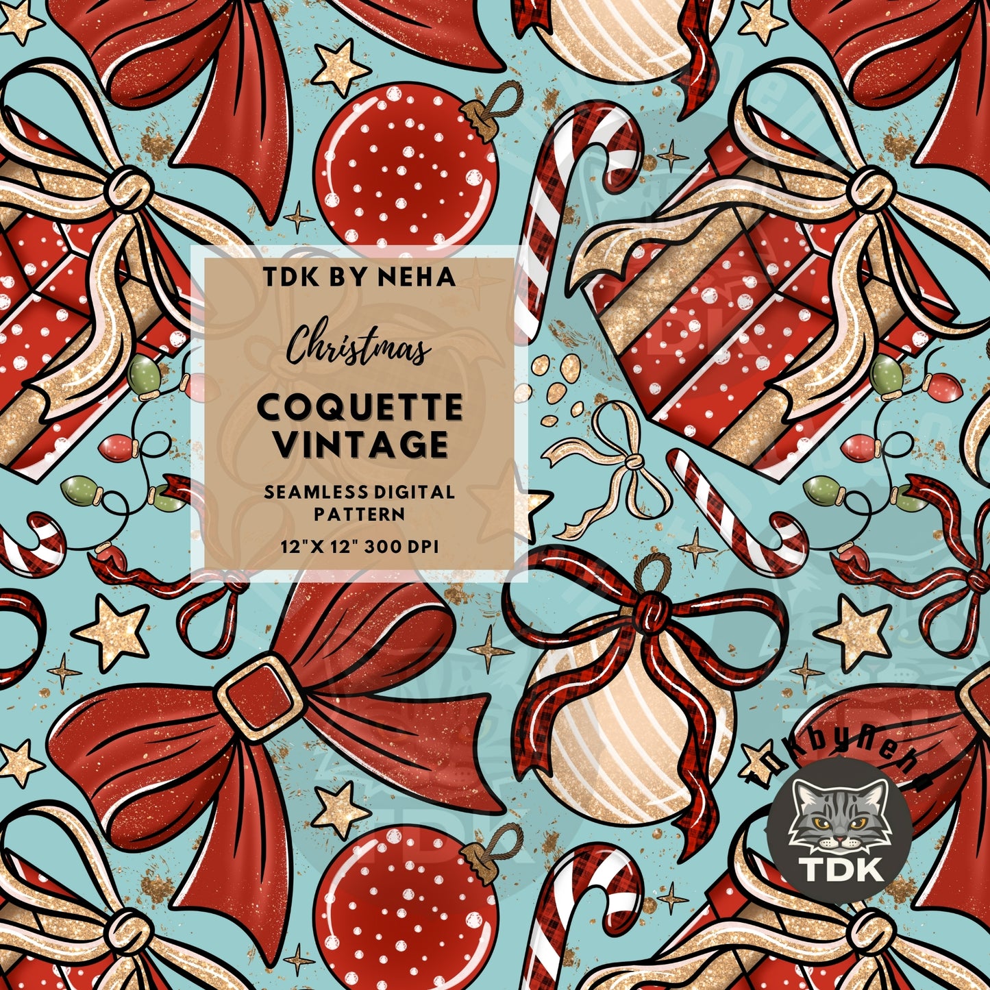 Vintage Coquette Christmas Seamless
