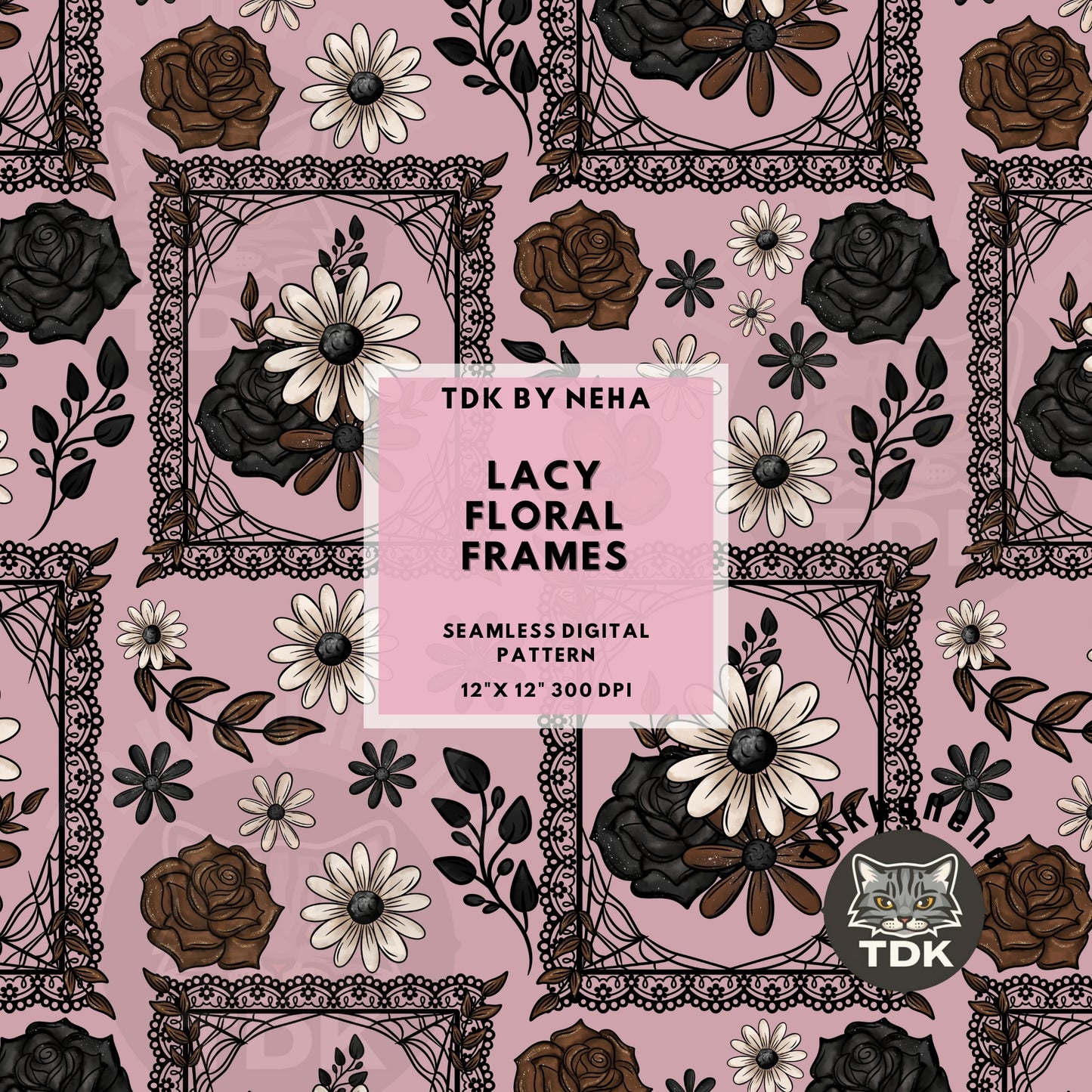 Fall Florals Frames Seamless PNG