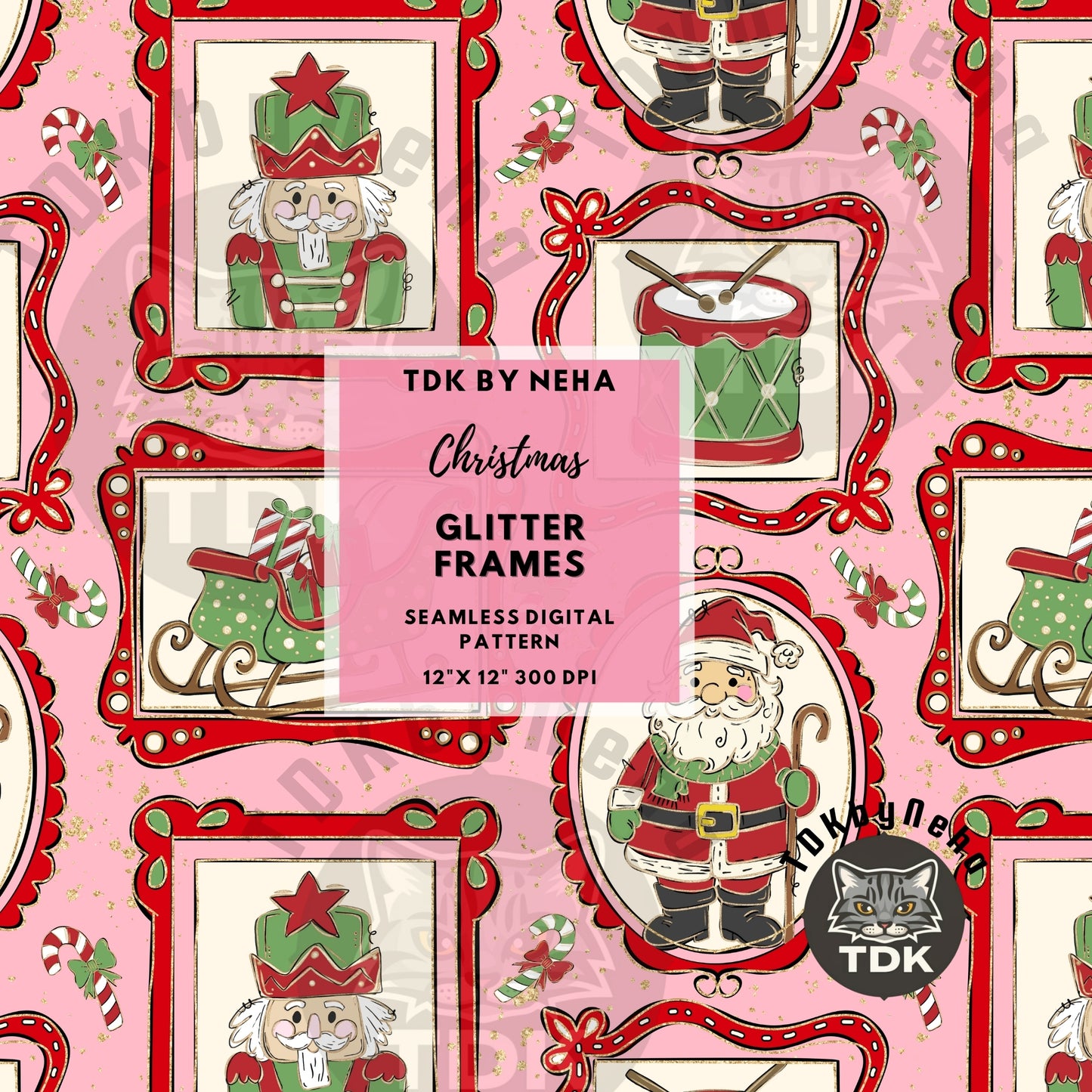Christmas Frames Seamless PNG (Pink)