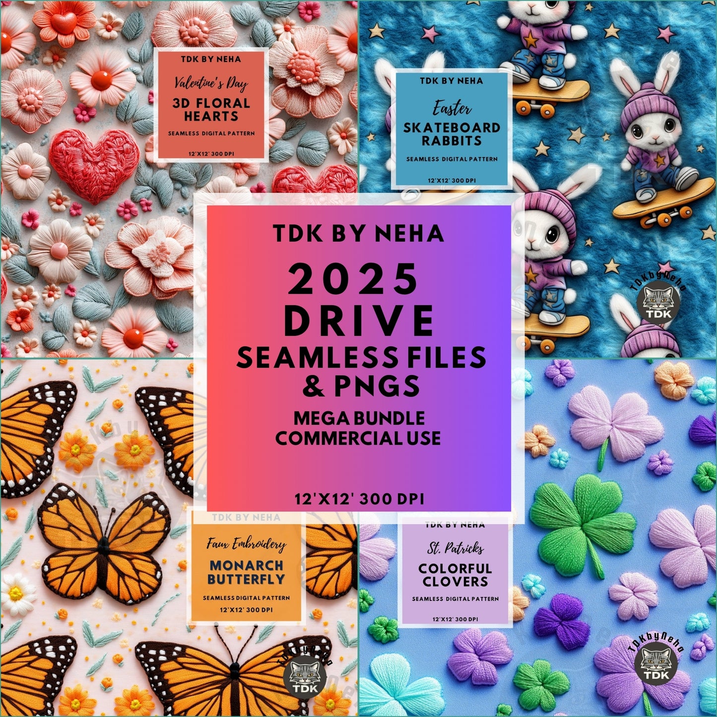 2025 MEGA BUNDLE Seamless Files & PNGs (Till Xmas Dec 25)