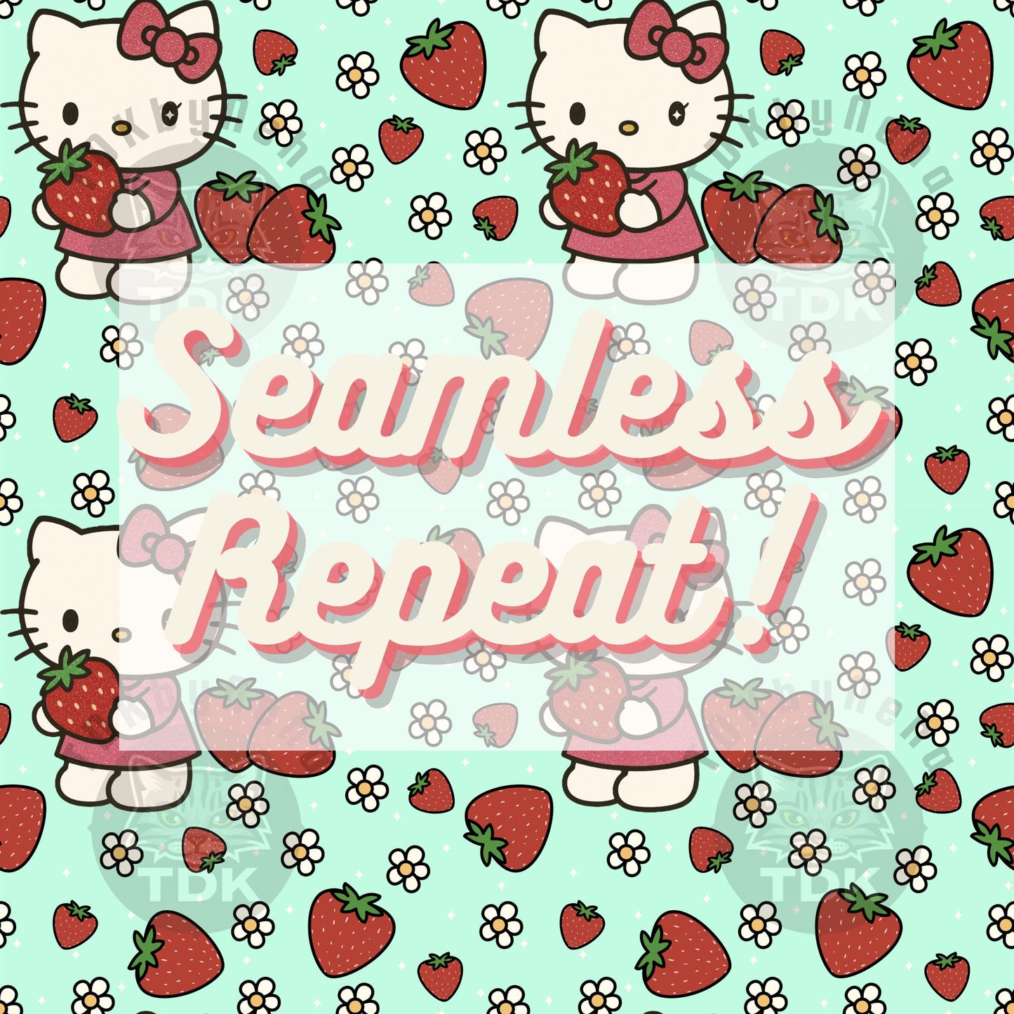 WEBSITE EXCLUSIVE - Kitty and Strawberry 1 Pastel Green