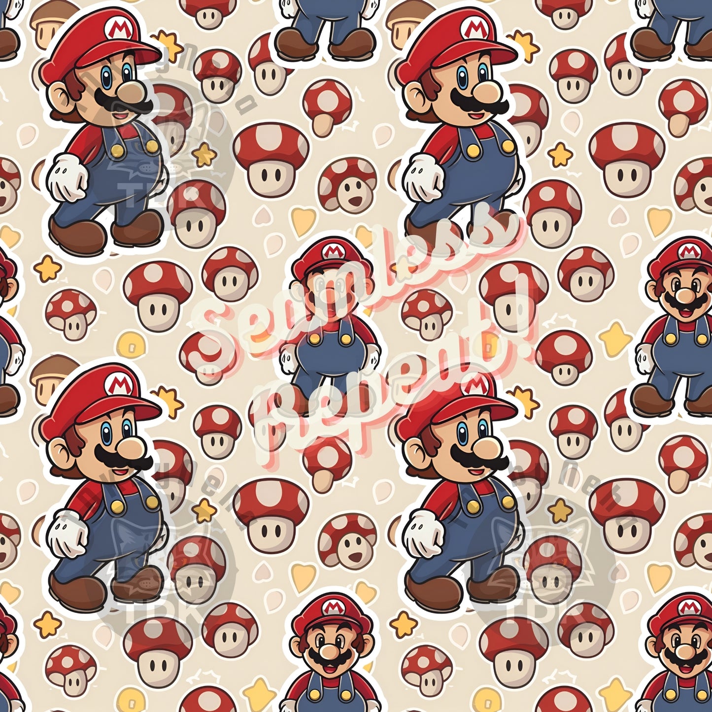 Instant Download Video Game Bros Seamless Digital Paper for Fabric Printing,Cute Character Seamless Repeat Sublimation Design
