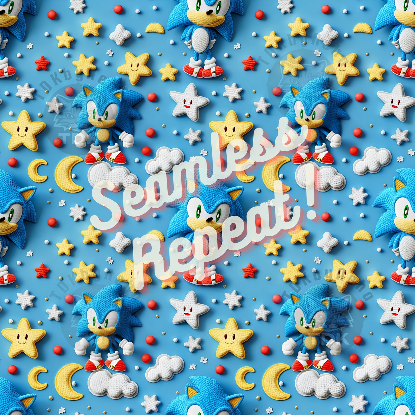 Instant Download 3D Video Game Hedgehog Seamless Digital Paper for Fabric Printing,Cute Character Seamless Repeat Sublimation Design