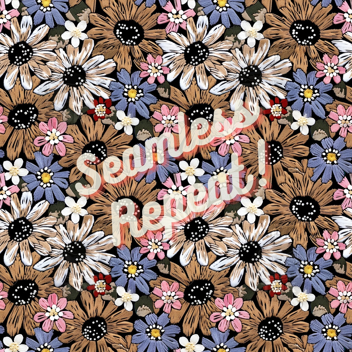 Fall Muted Neutral Floral Seamless All Over Print JPG