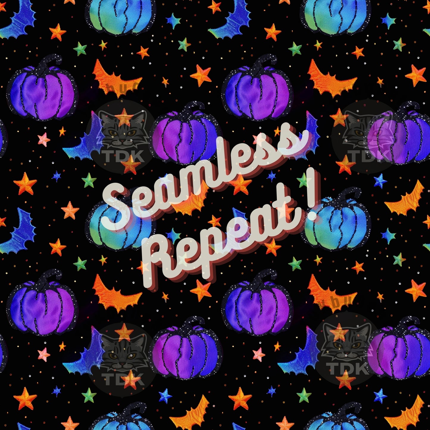Halloween Spooky Iridescent Holographic Pumpkins Seamless JPG