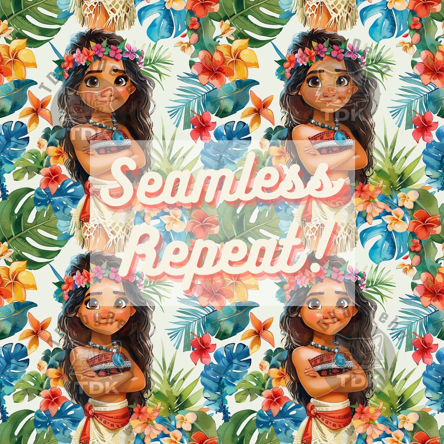 Instant Download Floral Ocean Princess M Seamless Digital Paper for Fabric Printing