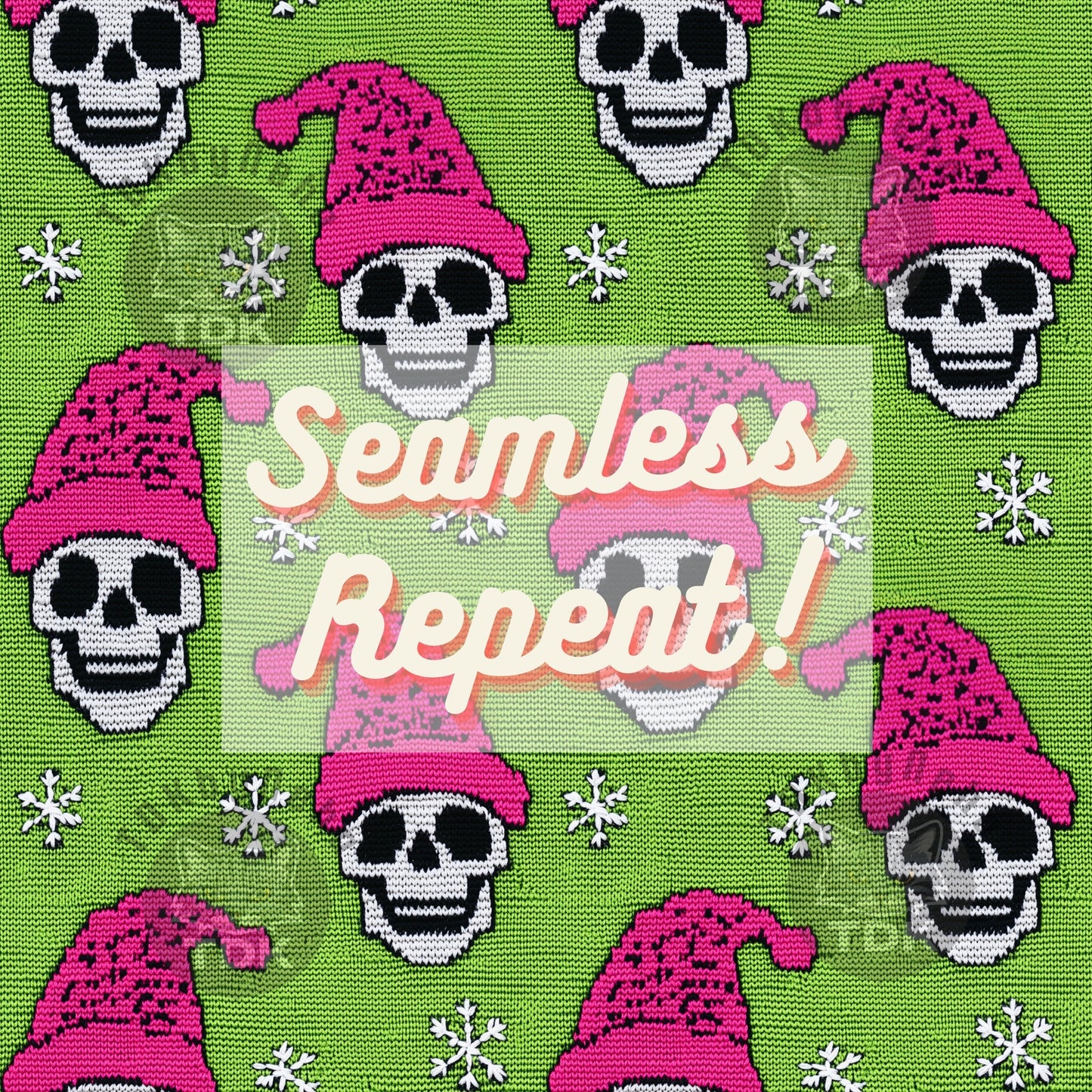 Christmas Neon Skull Santa Seamless JPG