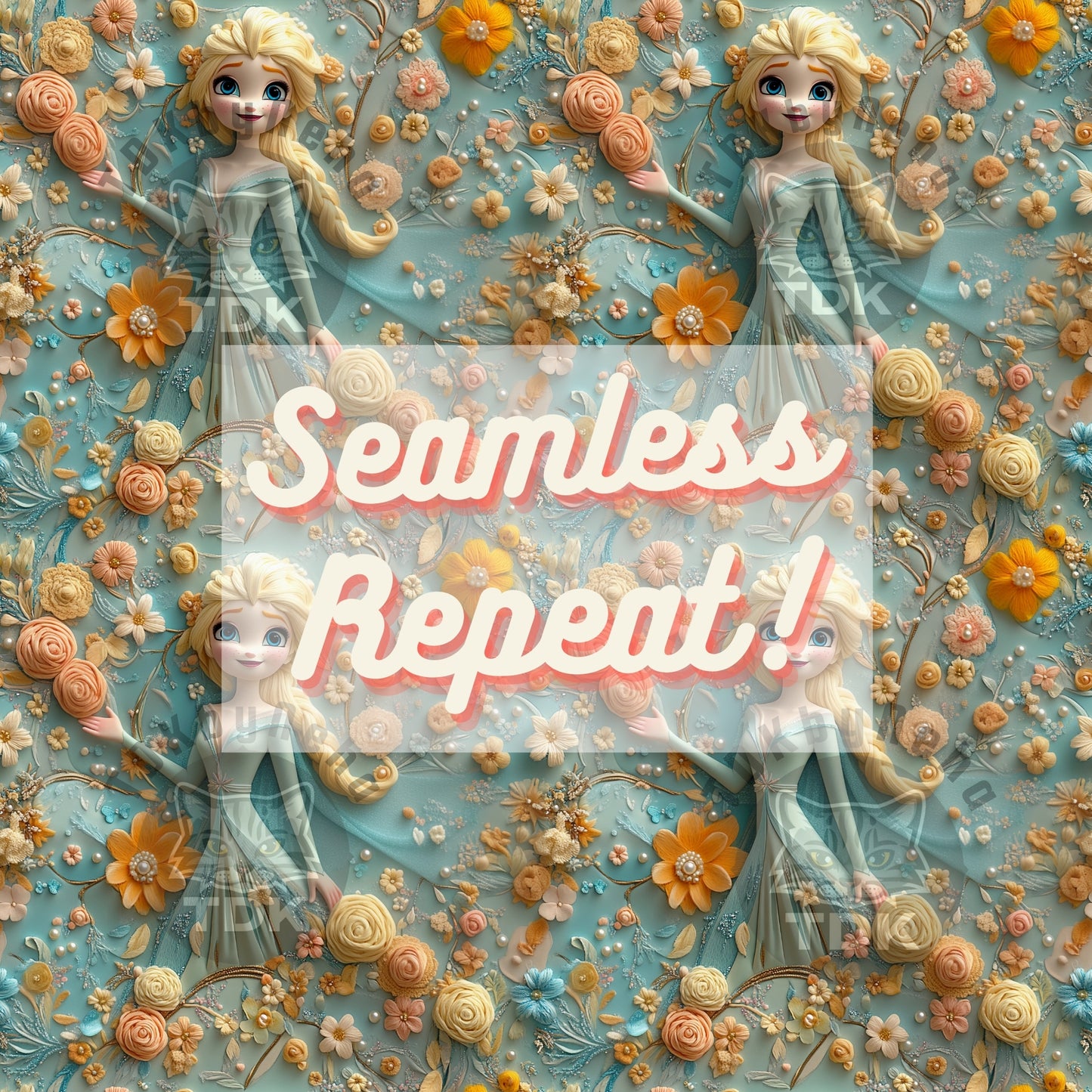 Website Exclusive - 3D Floral Ice Princess E Seamless Design