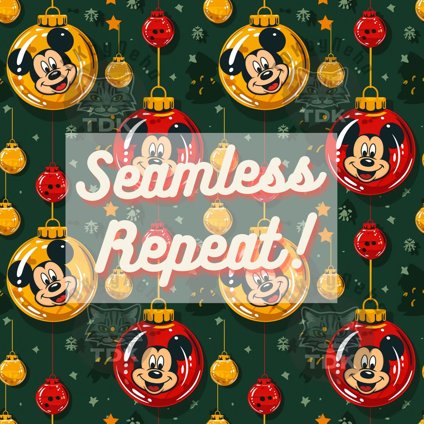 Website Exclusive - Christmas Cute Mick-ey Mouse Ornament Seamless