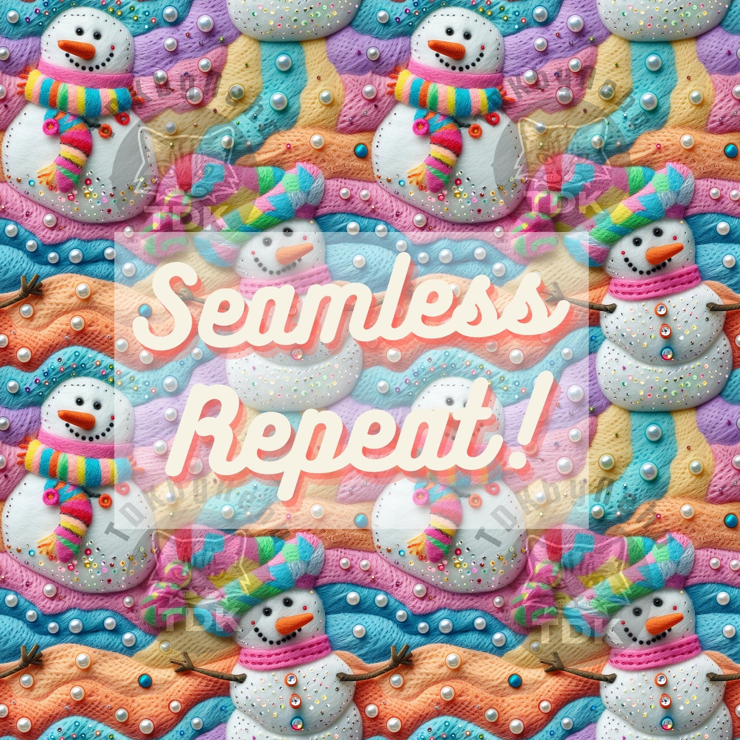 Preppy Christmas Jolly Snowman Seamless JPG
